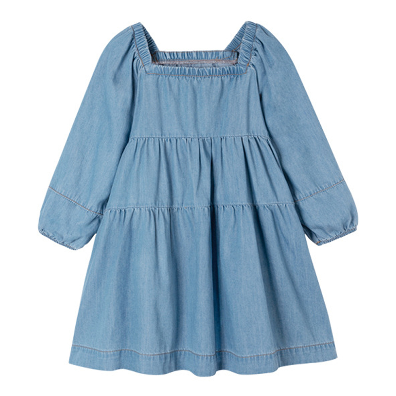 

Girls Dress 2020 Autumn New Children'S Clothing European American Fashion Denim Doll Shirt Long Sleeve Dress, Mx087 white