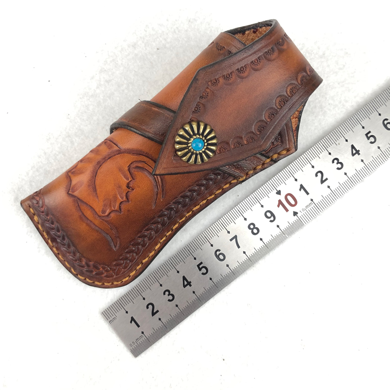 Retro Knife Leather Sheath With Waist Belt Buckle Pocket for Foldable Cutter Tools Accessories Cosplay Costume Decoration Kit-image-590192147