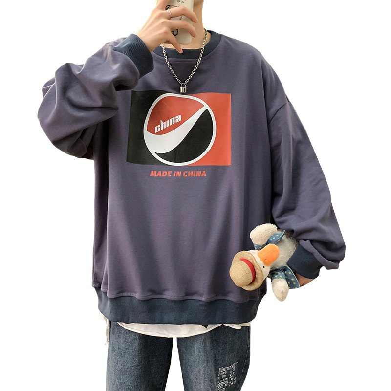 

Autumn new men's and women's crew neck Pullover cartoon pattern printed sweater loose Hoodie Sweatshirt, Black
