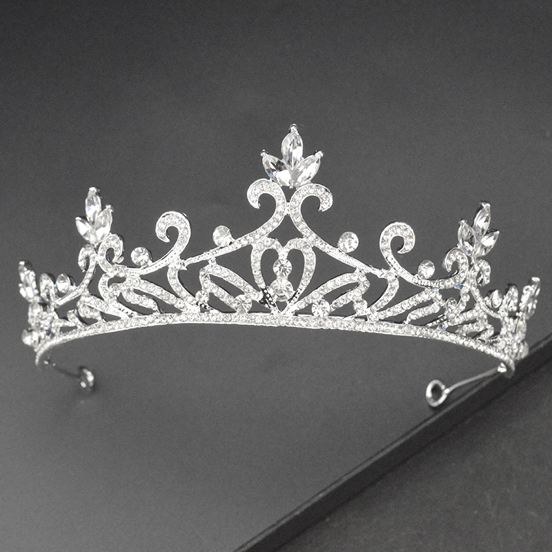 

Fashion New Silver Color Bride Crown Crystal Hair Accessories Wedding Rhinestone Headdress Handmade Ladies Head Jewelry