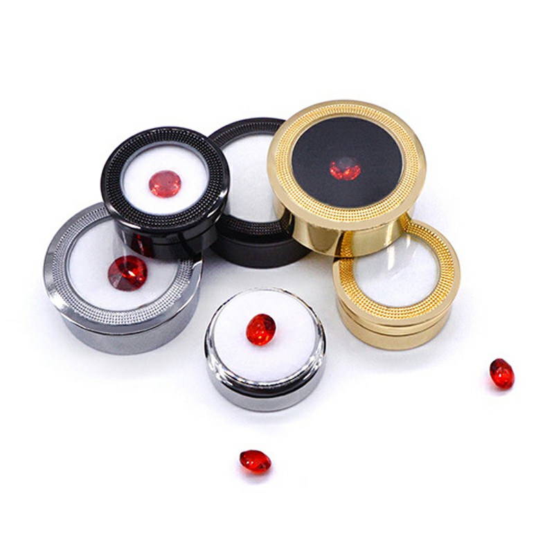 Round Loose Diamond Display Box High Quality Metal gemstone Cases Diamond Storage Organizer Gift Box Silver Black Gold Loose diamond box-image-573795008