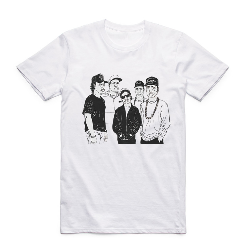 

Fashion Men NWA Straight Outta Compton HipHop Memorial T-shirt Short Sleeve O-Neck Summer Swag Casual Top Tee Cool T Shirt, White b