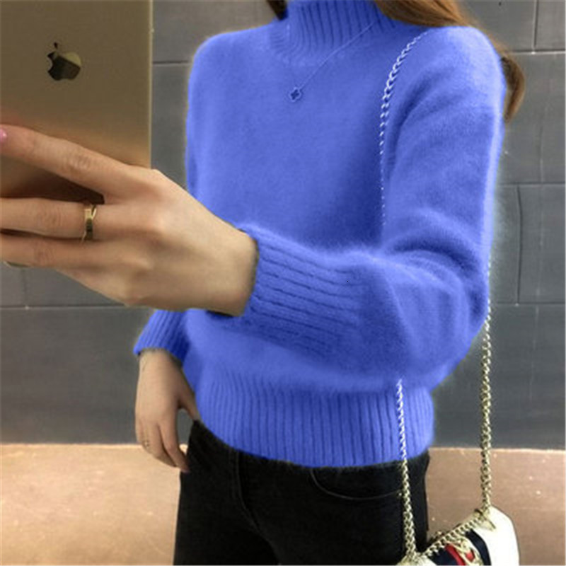 

Cashmere Sweater Women Winter Wool Mohair velvet Fleece Soft Plus Size Elasticity Casual Thick Pullover Warm Loose Sweaters, Red
