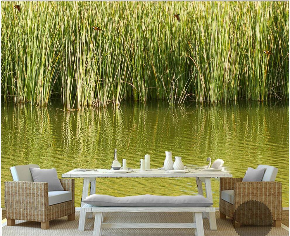 

3d wallpaper custom photo mural on the wall Flock of white swans in reed lake background home decor photo wallpaper in the living room, Non-woven wallpaper
