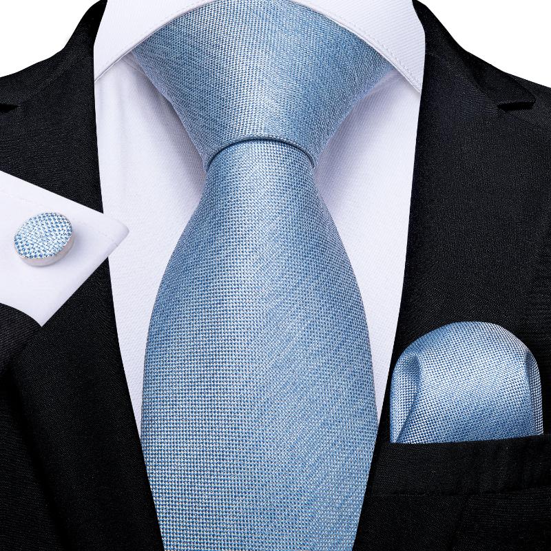 

Bow Ties Gift Men Tie Blue Solid Silk Wedding For DiBanGu Design Hanky Cufflink Quality Set Fashion Drop