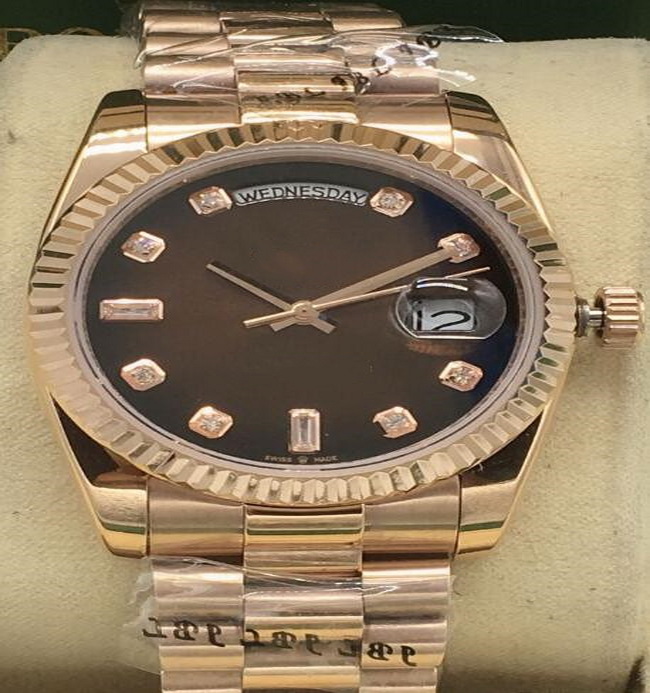 

Unisex Wristwatch Automatic Crown Midsize 36mm 18K Yellow Gold Steel 128238 Diamond Dial Unworn Fashion Men's Watches