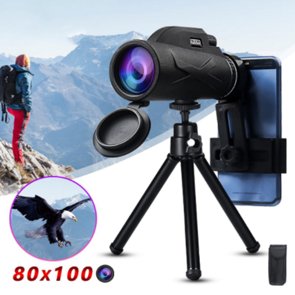 

Portable 80x100 HD Telescope High Power Binocular Professional Military Night Vision Monocular Zoom Optic Spyglass Hunting Scope T200821