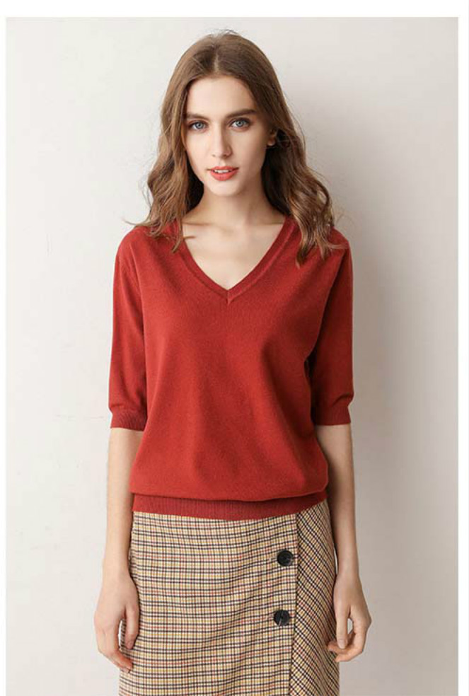 

Women Knit T Shirt Fashion Casual Style Pure 2020 Comfortable V-Neck Short Sleeve Tees Lady Autumn Hot Selling Tops Asian Size -3XL, Black