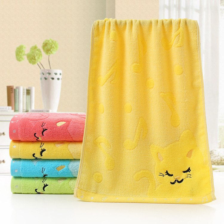 

4 Color Musical Notes Small Towel Bamboo Fiber Music Cat Soft Towel Children's Jacquard Embroidered Wool Towels