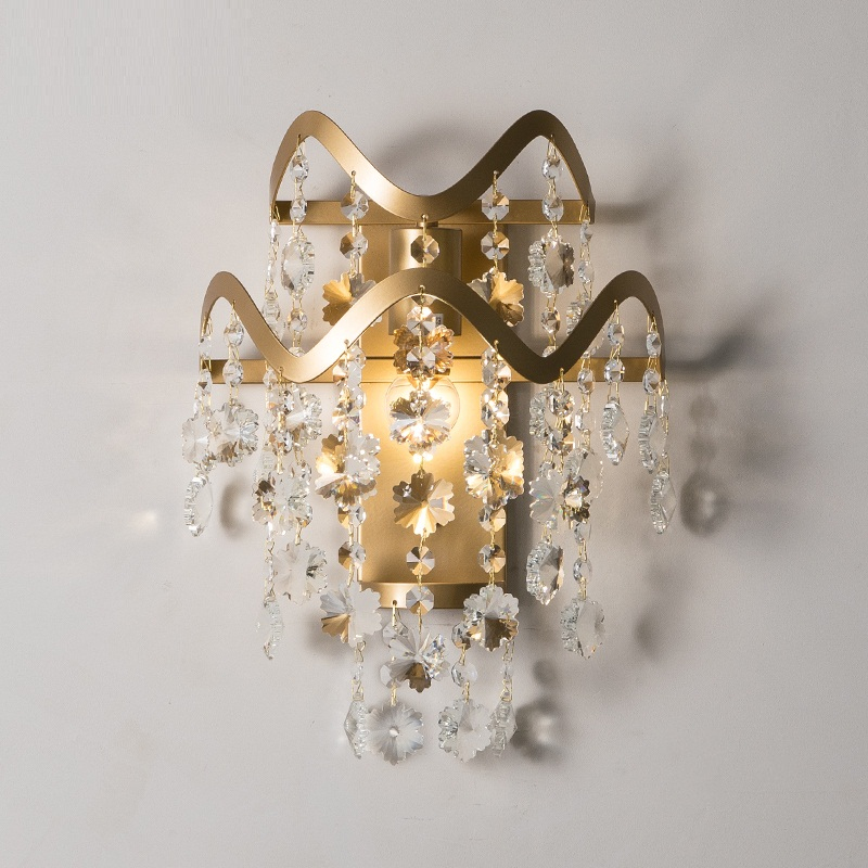 

American crystal wall lamp light luxury living room TV background wall lamp simple modern bedroom bedside