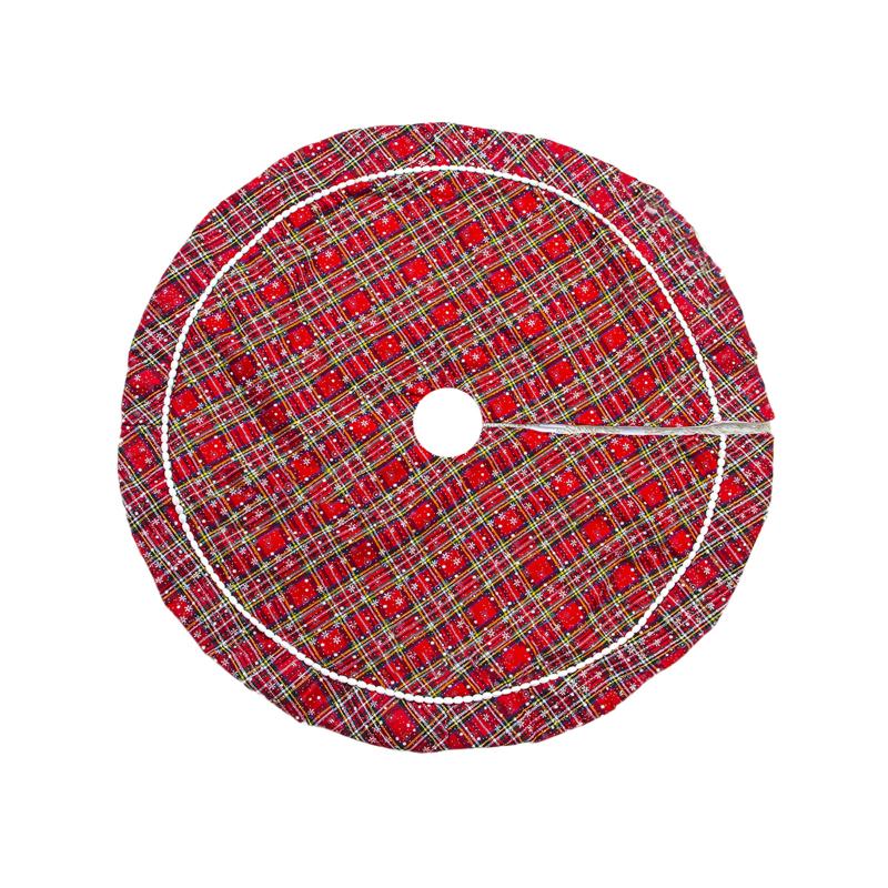 

Christmas Tree Skirt, Plaid Snowflake Tree Skirt Christmas Decorations for Home Office, Red