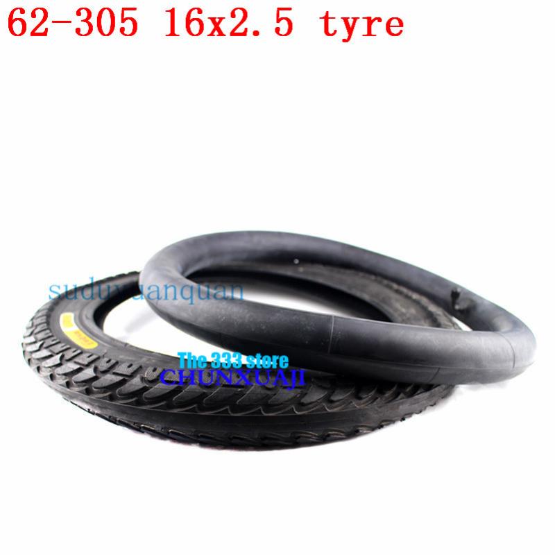 

16x2.5 inner outer tyre 16x2.50 62-305 tire and inner tube Fits Electric Bikes (e-bikes), Kids Bikes, Small BMX and Scooters