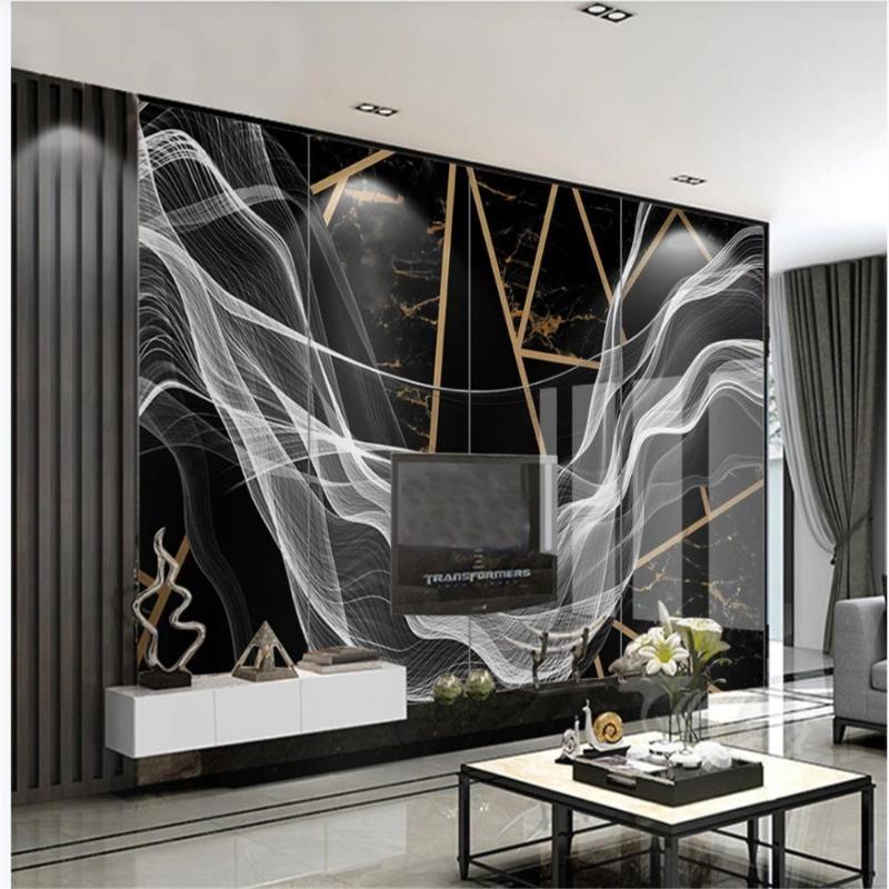 

custom 3d photo wallpaper Modern abstract lines light luxury marble wallpapers background, As pic