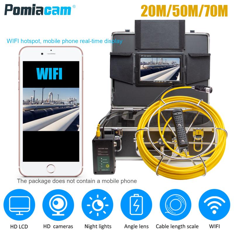 

WP70E Pipe Inspection System 20M/30M/50M yellow cable NEW Endoscope Inspection Camera 1200TVL line HD Borescope video recorder