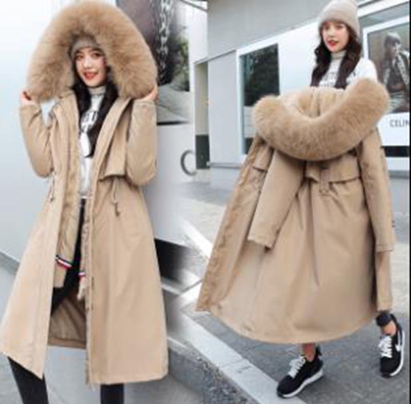 

Wholesale new fashion women's pie overcoming the waist and detachable liner long plus down down padded jacket, Green