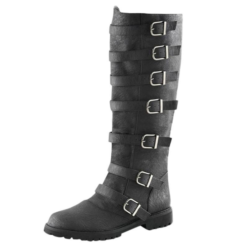 

Knight Fashion Over Knee Round Head High Boots Women Buckle Sexy Low Heels High Heels Platform Women Shoes Woman, Brown