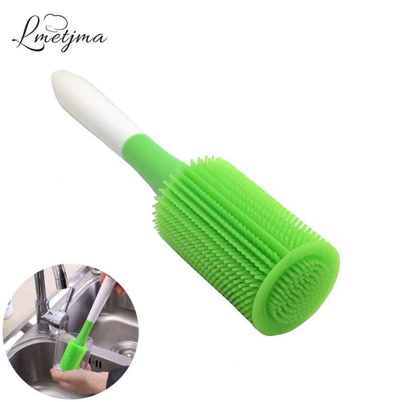 

LMETJMA Silicone Cup Brush Bottle Cup Cleaning Brush For Glass Thermoses Coffee Mugs Long Handle Cleaning KC0132