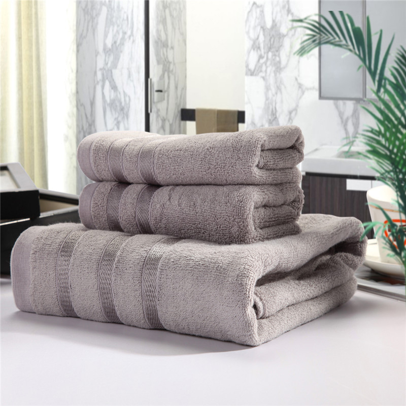

luxury cotton solid soil hotel towel set 1 bath towel 2 face towel/camel/grey/violet for home/hotel//swimming use
