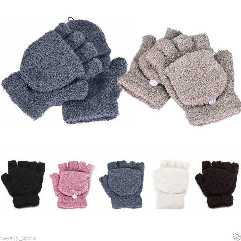 

Womens Girls Gloves Hand Wrist Warmer Winter Fingerless Working Gloves Mittens