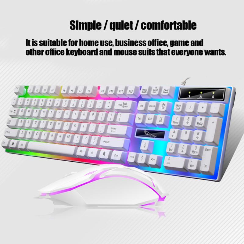 

Wired Gaming Keyboard and Mouse Set Colorful LED Backlit USB Gaming Keyboard Mouse for Laptop PC Gamers ND998