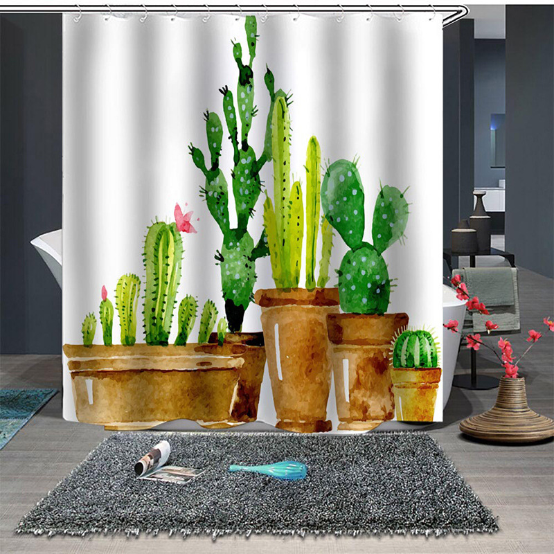 

Colorful Cactus Picture Shower Curtain Mildew Proof Waterproof Polyester Thickened Shower Curtain Bathroom