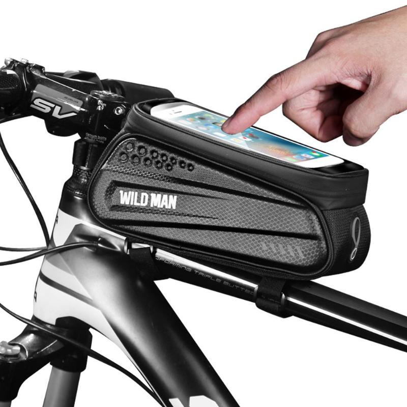 

WILD MAN Waterproof Bicycle Bags Durable MTB Bike Touch Screen Phone Case Top Tube Pouch Outdoor Cycling Necessary Accessories