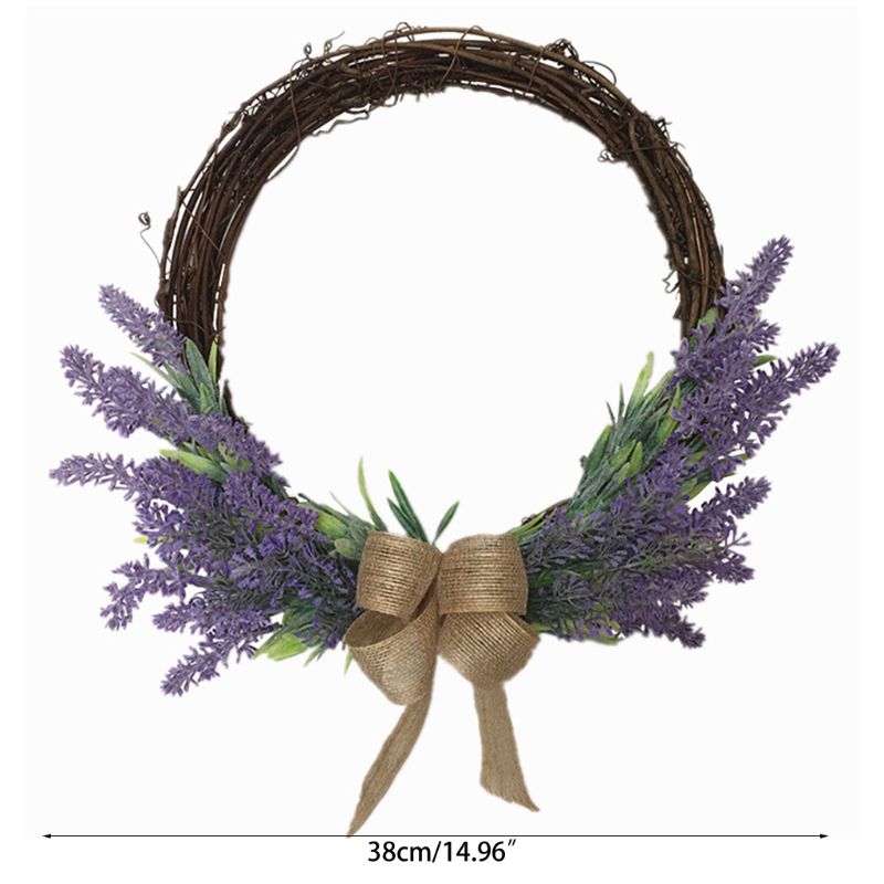 

Artificial Flowers Lavender Bow Wreath Spring Wreath Outdoor for Front Door