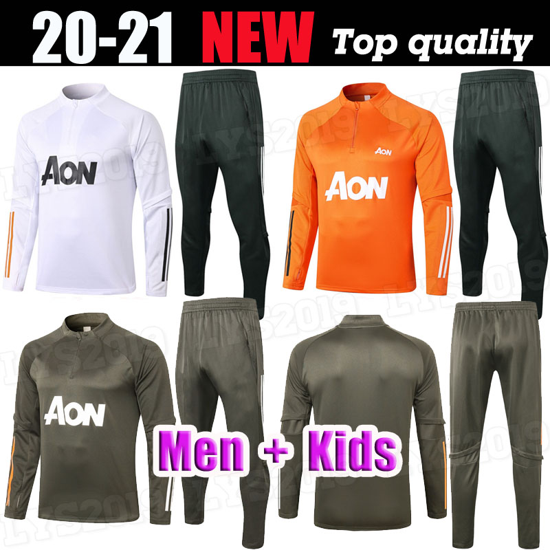 

Men kids kit 2020 2021 RASHFORD BRUNO FERNANDES training wear soccer jersey MARTIAL JAMES football Jogging suit UTD 20 21