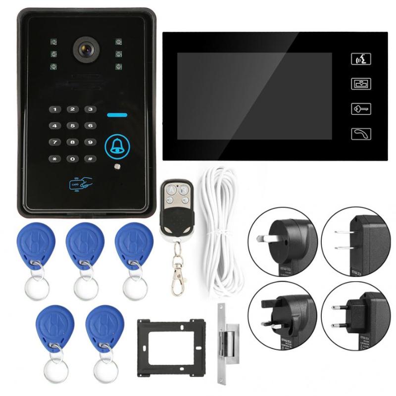 

door bell camera 7in RFID Password Video Door Phone Wired Intercom Doorbell Kit With NO Lock 806MJIDS11