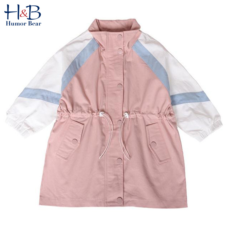 

Humor Bear Girls Jacket Hooded Long Windbreaker Outerwear Spring And Autumn Clothing New European American Children'S Clothing, 1812 khaki