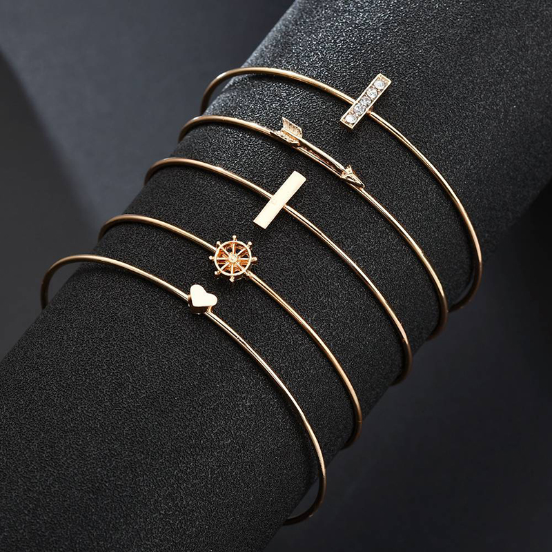 

5 PCS gold cuff Rudder Bracelets&Bangles For Men Women Bohemian Jewelry Bracelets Charm Handmade Dropshipping Bracelet BT200293