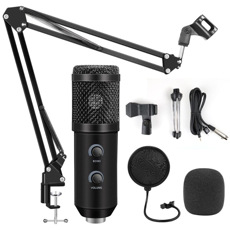 

microfono bm 900 USB Microphone Karaoke bm 800 Condenser Microphone for Computer Recording bm800 mic with Stand Popfilter