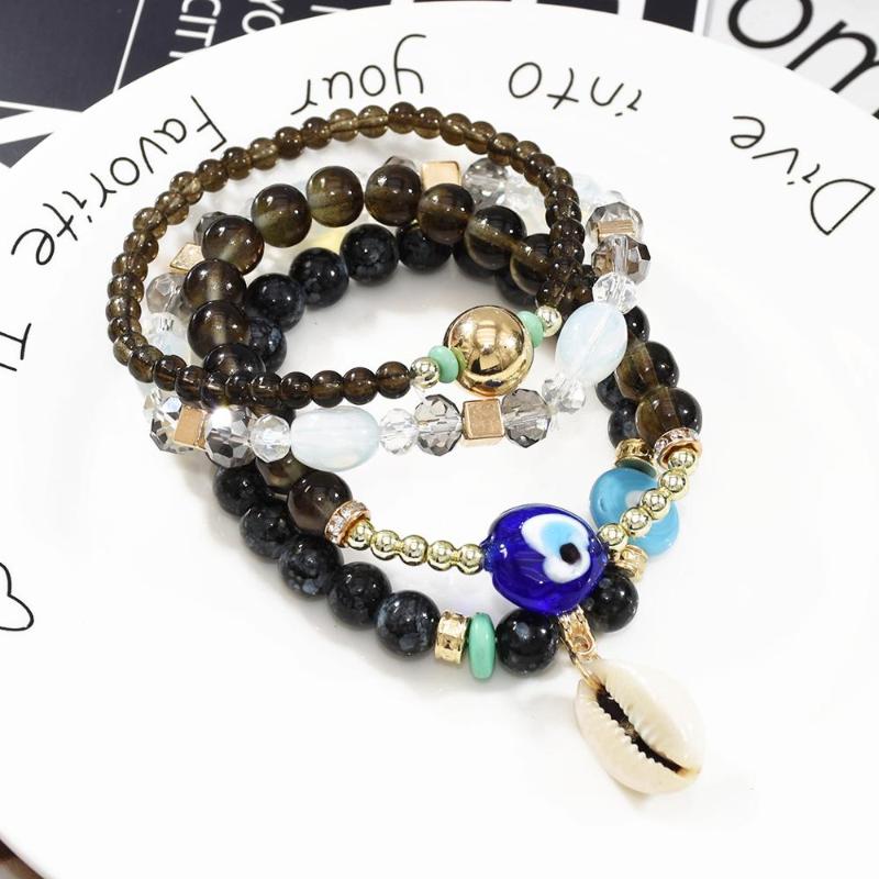 

4pcs/set Bohemian Ethnic Multilayer Vintage New shell pendant Beads Bracelets Statement Tassel Pearl Charms Wrap Bracelet Bangle