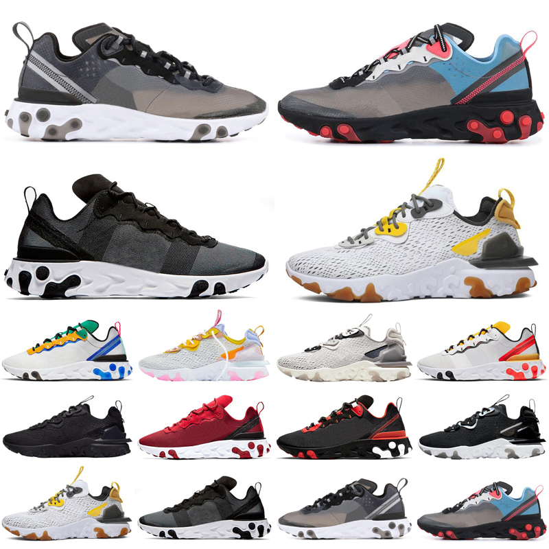 

cheap react vision element 55 87 running shoes men women triple black Honeycomb outdoor mens womens trainers sports sneakers runners