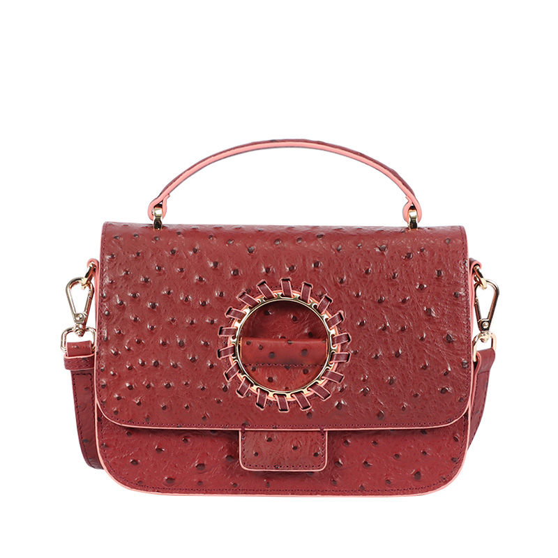 

2020 new arrivals ostrich pattern handbags ladies shoulder crossbody bags genuine leather messenger handbags for women, Black