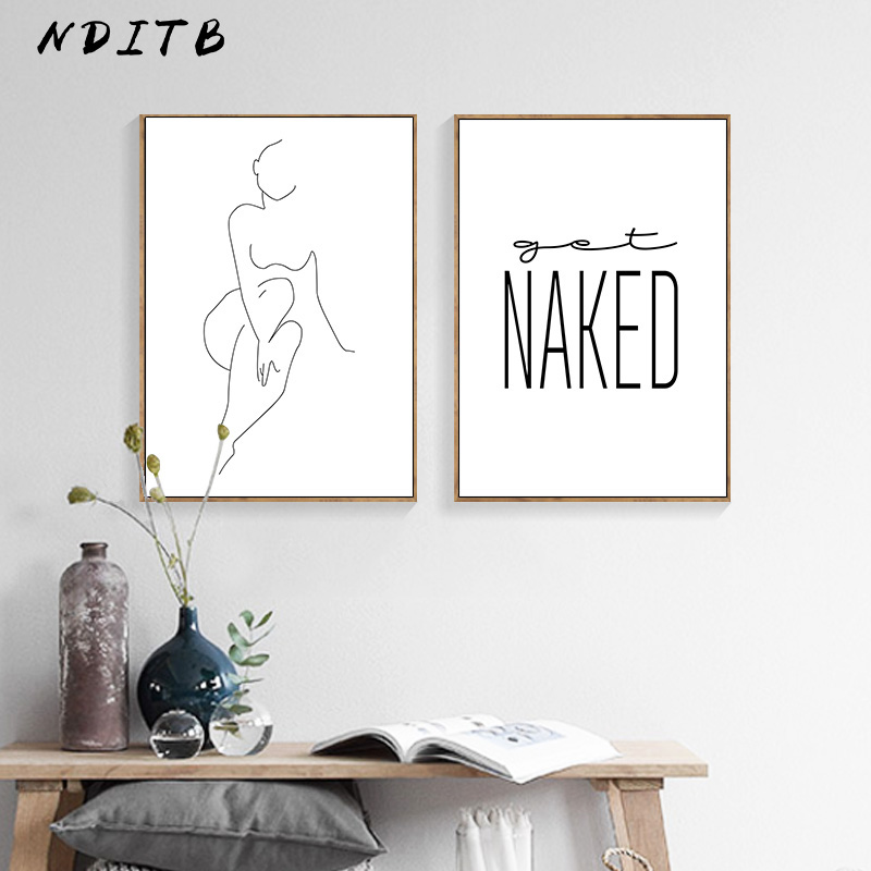 

Contemporary Art Woman Body Line Drawing Wall Poster Get Naked Abstract Nordic Canvas Print Simple Painting Decorative Picture