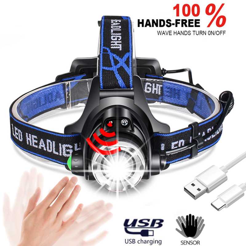 

LED Headlamp Body Motion Sensor headlight T6/L2 Zoomable lamp Waterproof Head Torch Head lamp use 18650 For camping