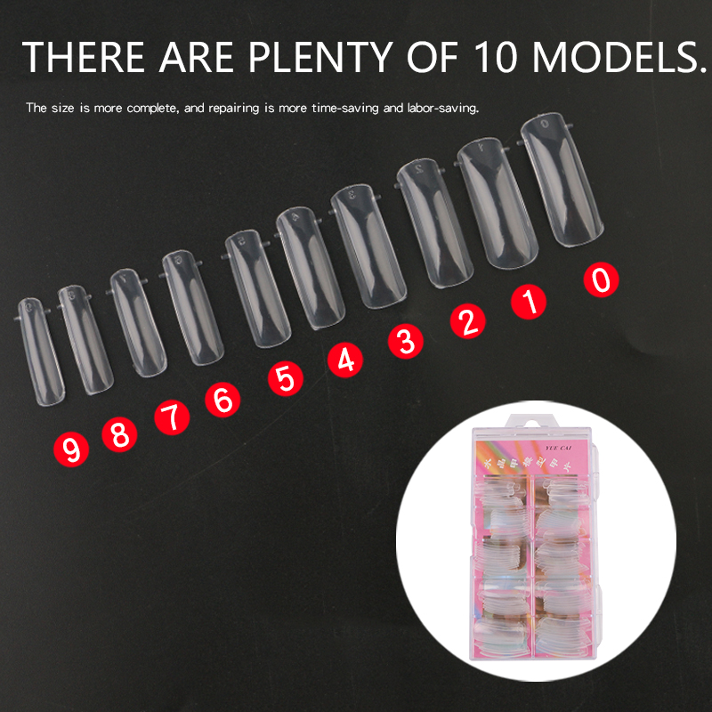 

2020 New 100pcs Professional Fake Nails Long Ballerina Half French Acrylic Nail Tips 10 Size Press On Nails, Transparent
