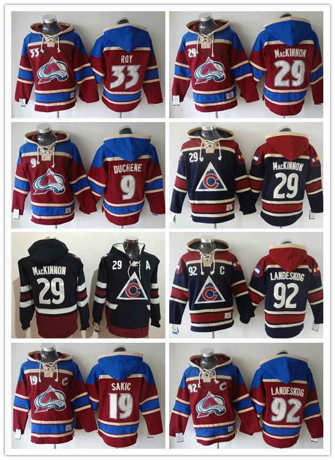

New Mens Colorado Avalanche Hoodie Jersey19 Joe Sakic 29 Nathan MacKinnon 33 Patrick Roy Hoody Sweatshirts Jerseys Stitched Custom Any Name, As