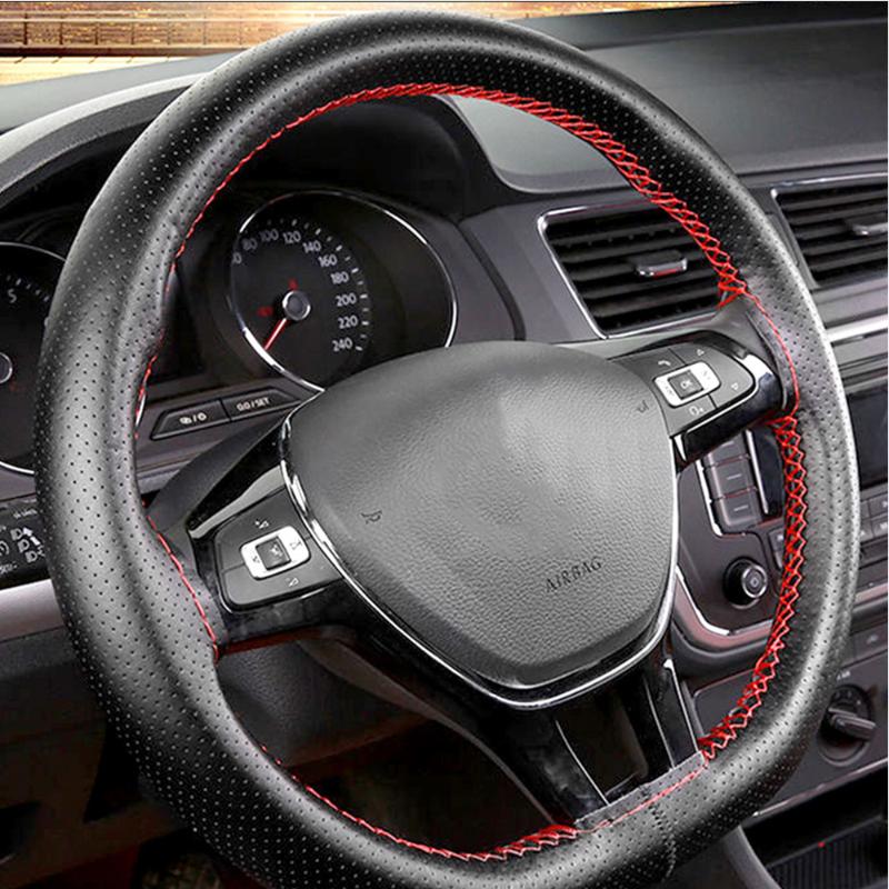 

Braid On Steering Wheel Car Steering Wheel Cover With Needles and Thread Artificial leather Diameter 38cm cover couvre