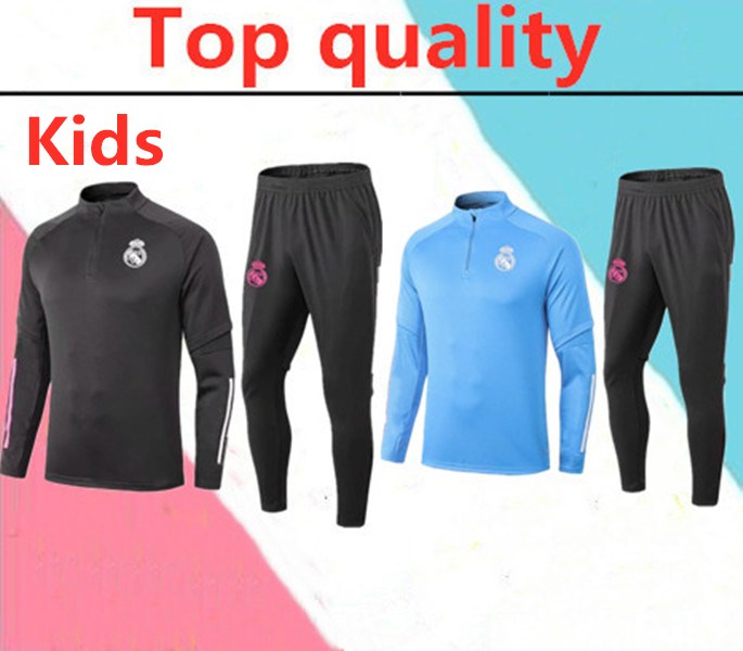 

2020 Real Madrid ISCO BALE kids Football jacket chandal tracksuit 2020 2021 RONALDO ASENSIO ISCO kids soccer Training suit, Blue
