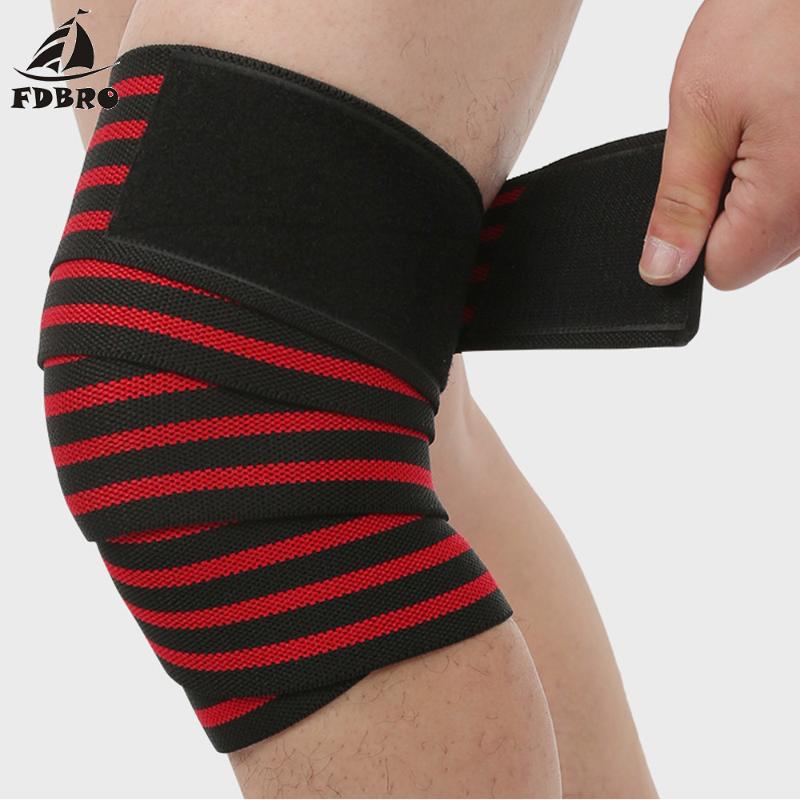 

FDBRO 1pcs 190*8CM Knee Wraps Men Fitness Weight Lifting Sports Knee Bandages Squats Training Equipment Accessories for Gym, Yellow