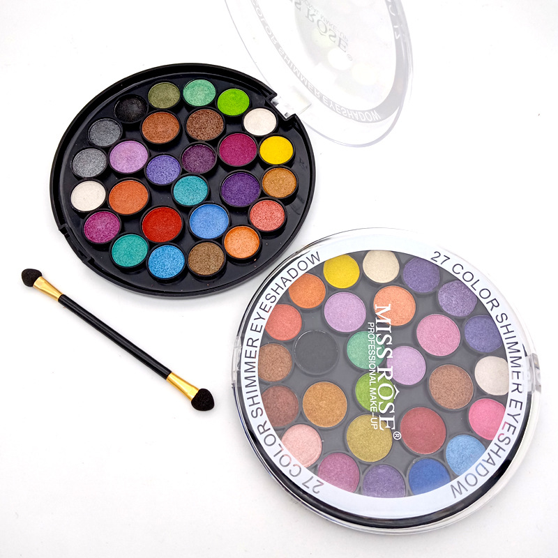 

27 Colors Eyeshadow Pallete Eye Makeup Nude Matte Shimmer Glitter Powder Eye Shadow Set Smoky Shadows with shadow brush, Mt01