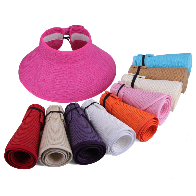 

Sun Brim Hats For Summer Foldable Wide Large Brim Sun Hat Straw Hot Sale Round Top Visor Leisure Beach Refreshing Cap
