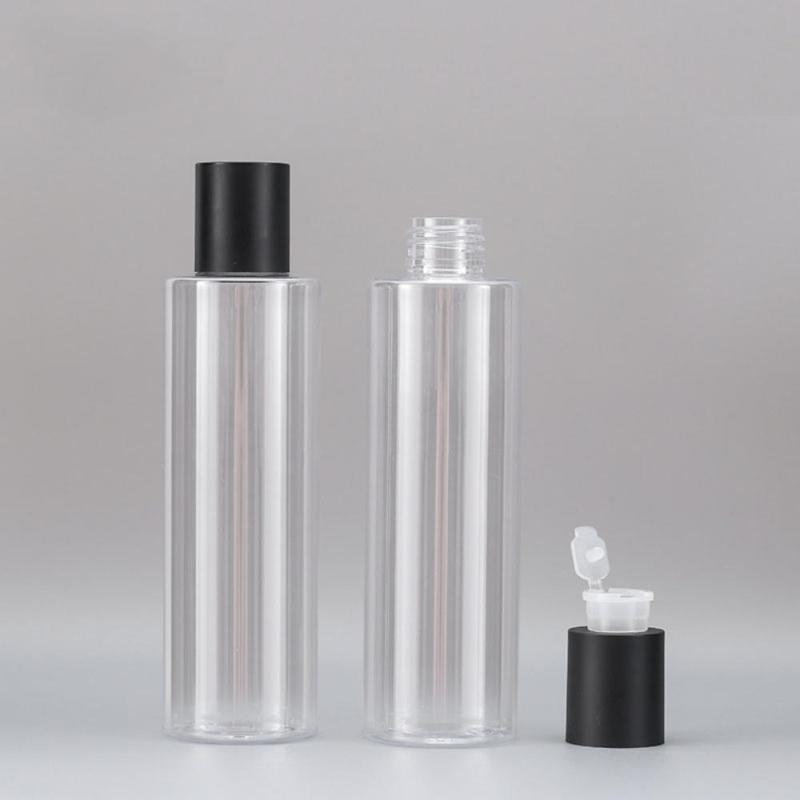 

100-250ml Plastic Refillable Bottle PET Transparent Lotion Liquid Travel Bottle Cosmetic Refillable Bottles With ABS Balck Cap