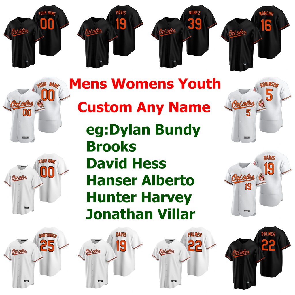 

Baseball Jerseys Womens Asher Wojciechowski Jersey Austin Wynns 16 Trey Mancini 19 Chris Davis Roberto Alomar Tim Beckham Custom Stitched, Youth cool base black
