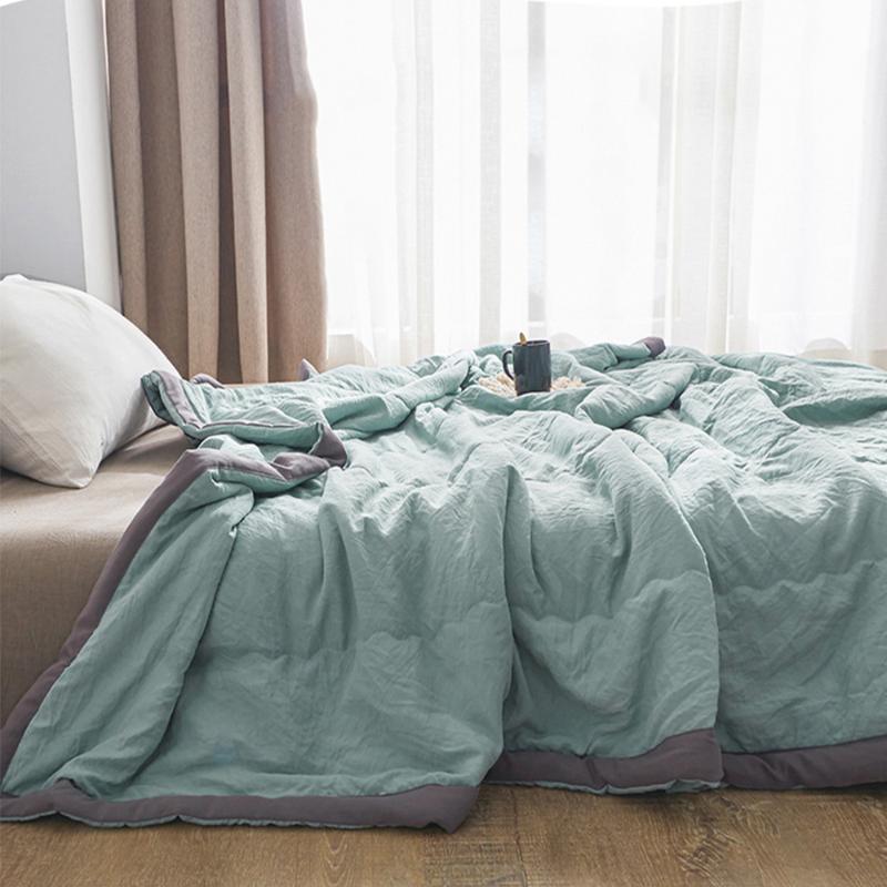 

Blue Grey Solid Color Quilted Quilt Spring Summer Soft Comforter Microfiber Filling Single Double Size Mechanical Wash Quilt, Yellow