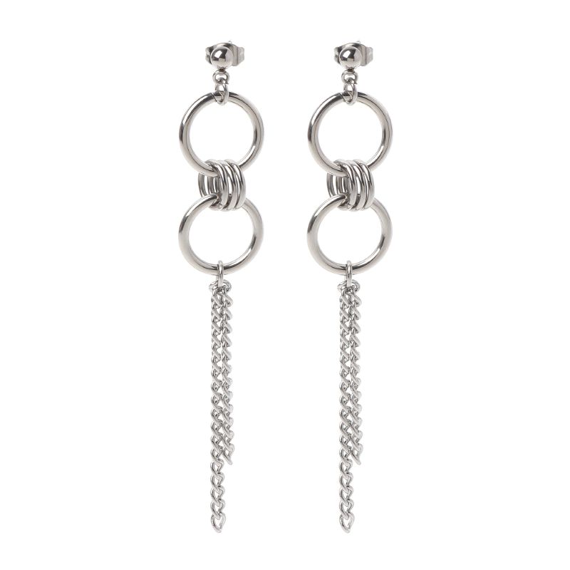

Korean Long Tassel Stainless Steel Cricle Drop Earrings Kpop Earrings Jewelry