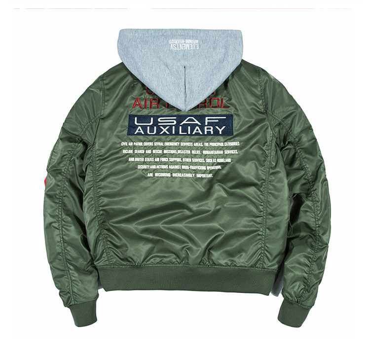 

Winter Thick warm autumn Mens Embroidery cotton Bomber jacket tops Wool streetwear Coats letter Windproof Outwear casual jackets sweatshirt, Green---no hooded