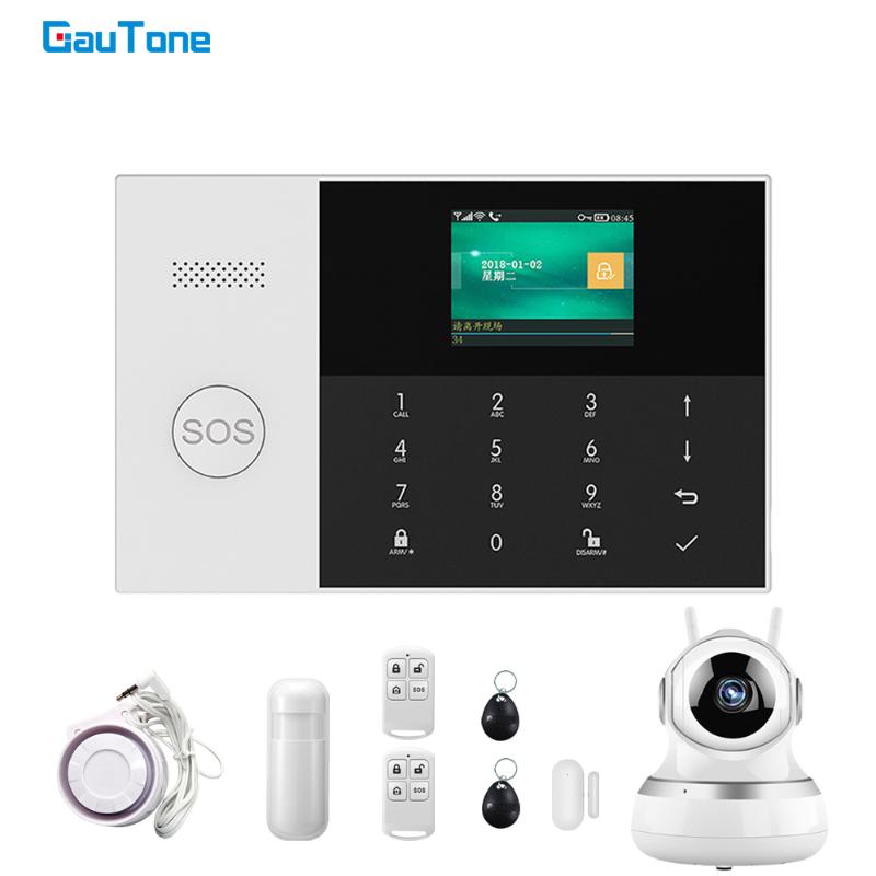 

GauTone PG-105 WIFI GSM Alarm System 433MHz Home Security Alarm Smart Kits RFID PIR Motion Detector with IP Camera APP Control
